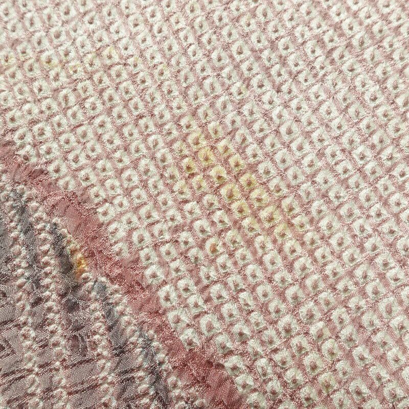 訪問着 絞り 総絞り 正絹 流水・波柄 袷仕立て 身丈152cm 裄丈63.5cm 着物 ピンク_画像9