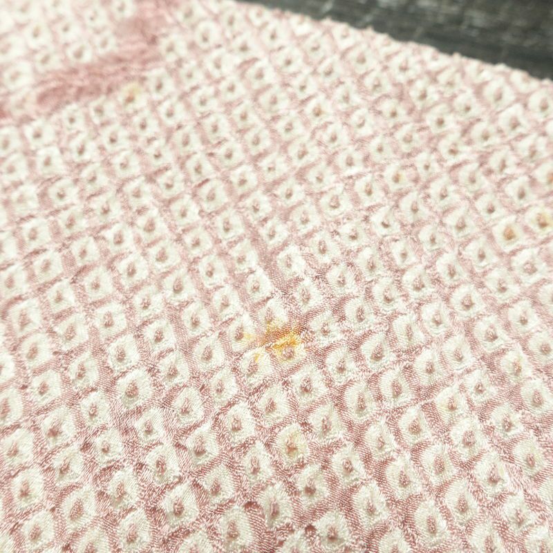 訪問着 絞り 総絞り 正絹 流水・波柄 袷仕立て 身丈152cm 裄丈63.5cm 着物 ピンク_画像13