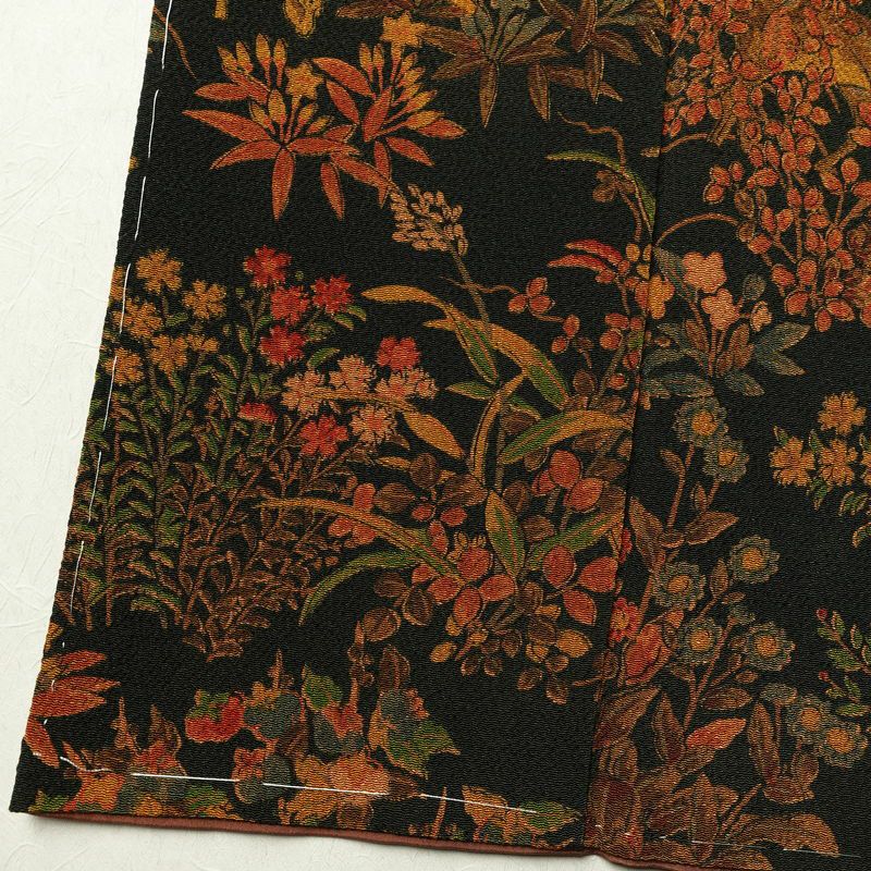 小紋 付下小紋 良品 しつけ糸付き 縮緬 正絹 人物・動物柄 袷仕立て 身丈158cm 裄丈65.5cm 着物 緑・うぐいす色_画像12