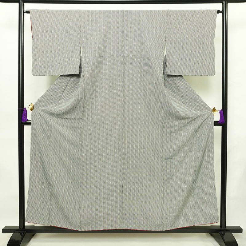 小紋 正絹 古典柄 袷仕立て 身丈156cm 裄丈64cm 着物 黒_画像1