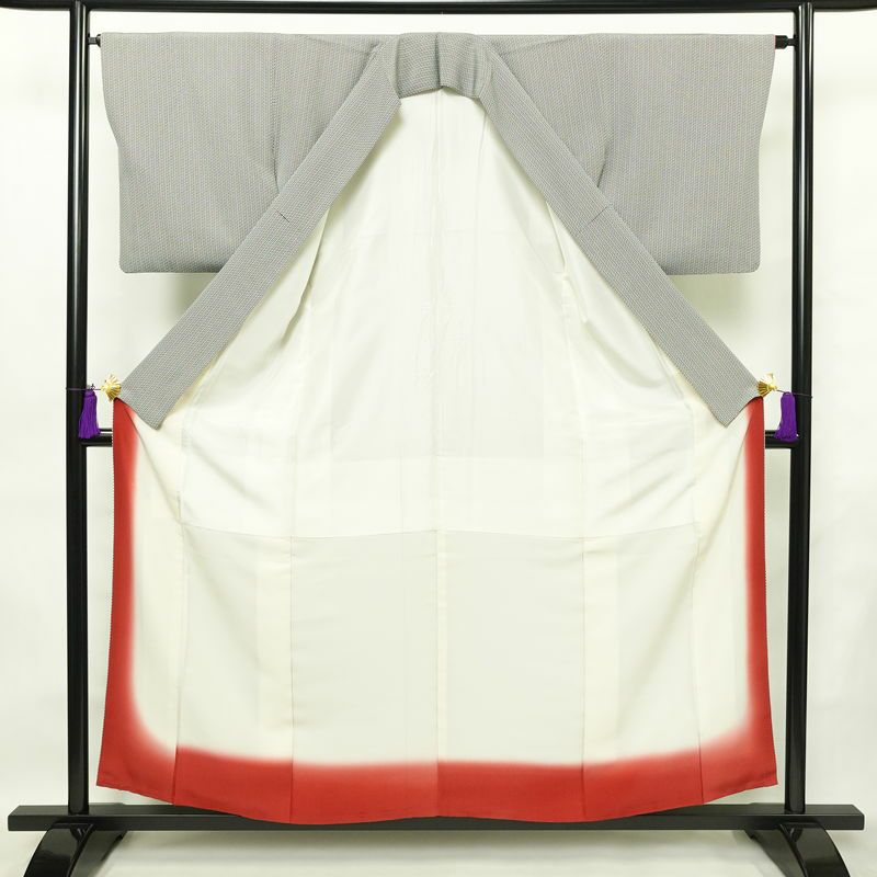 小紋 正絹 古典柄 袷仕立て 身丈156cm 裄丈64cm 着物 黒_画像3