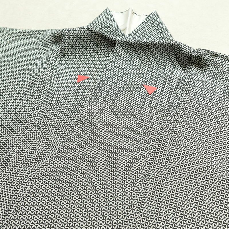 小紋 正絹 古典柄 袷仕立て 身丈156cm 裄丈64cm 着物 黒_画像15