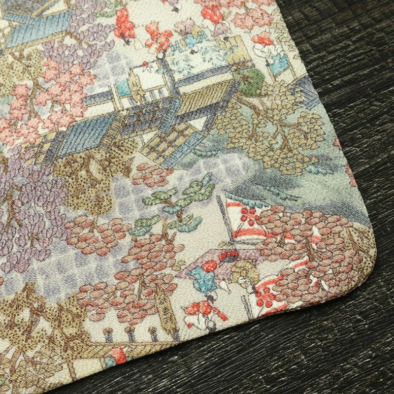 小紋 縮緬 正絹 風景柄 袷仕立て 身丈165cm 裄丈64cm 着物 多色使い_画像14