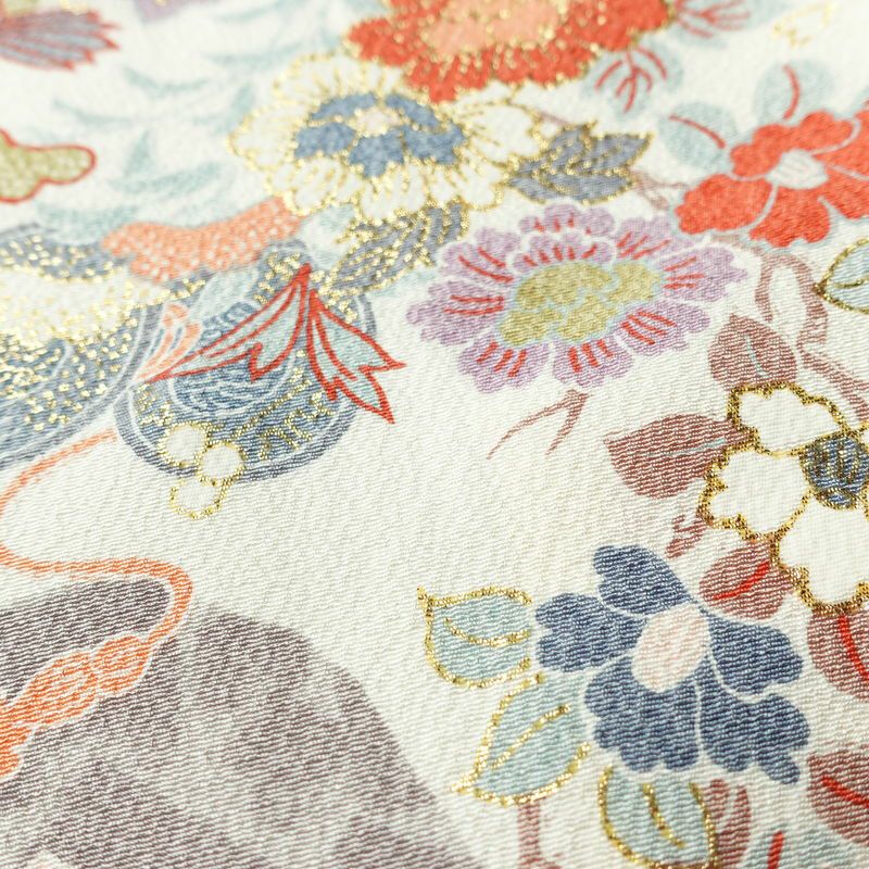 小紋 美品 しつけ糸付き 正絹 古典柄 袷仕立て 身丈162.5cm 裄丈65.5cm 箔 着物 白_画像7