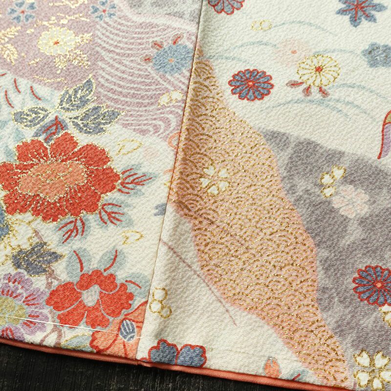 小紋 美品 しつけ糸付き 正絹 古典柄 袷仕立て 身丈162.5cm 裄丈65.5cm 箔 着物 白_画像11