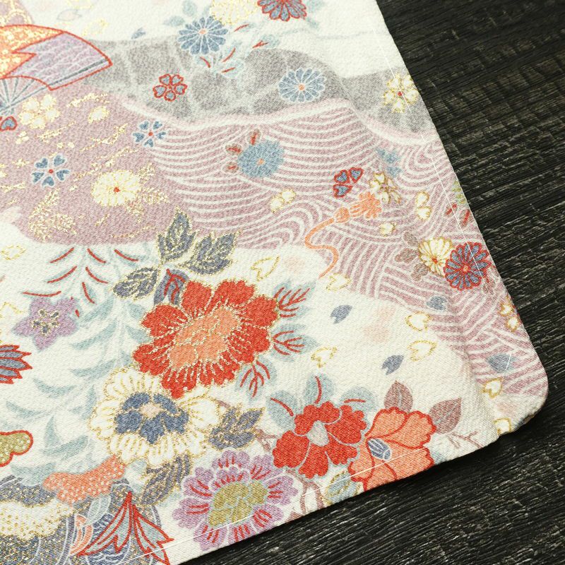 小紋 美品 しつけ糸付き 正絹 古典柄 袷仕立て 身丈162.5cm 裄丈65.5cm 箔 着物 白_画像15