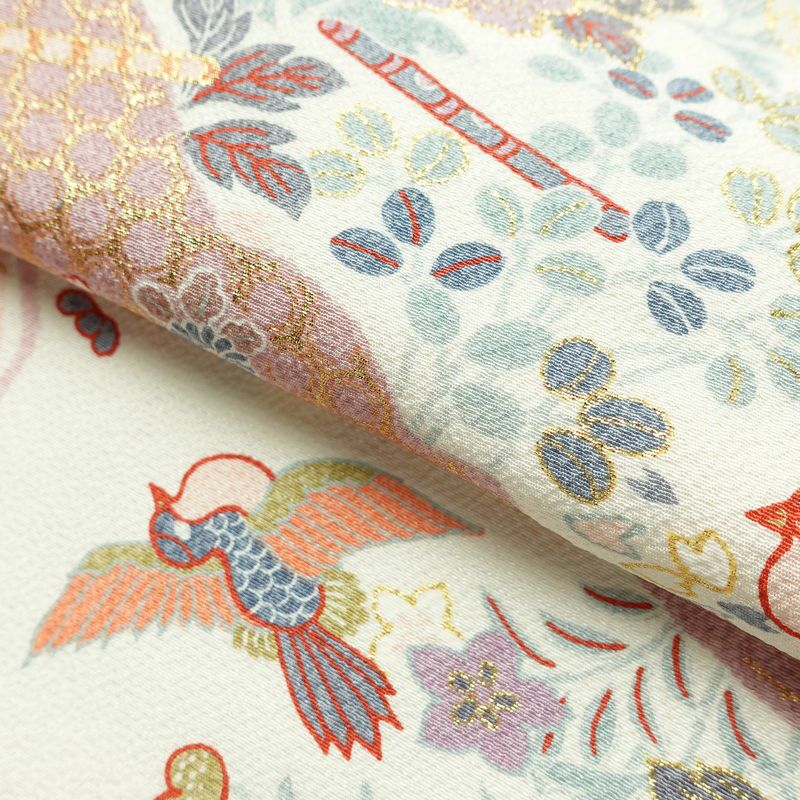 小紋 美品 しつけ糸付き 正絹 古典柄 袷仕立て 身丈162.5cm 裄丈65.5cm 箔 着物 白_画像20