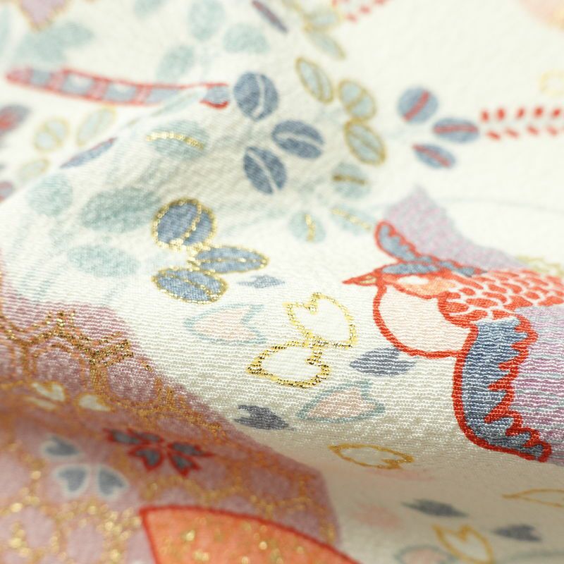 小紋 美品 しつけ糸付き 正絹 古典柄 袷仕立て 身丈162.5cm 裄丈65.5cm 箔 着物 白_画像21