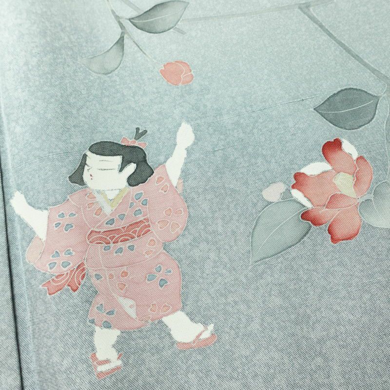 訪問着 紬地 しつけ糸付き 正絹 花柄 袷仕立て 身丈167cm 裄丈67cm フォーマル 着物 青・紺_画像8