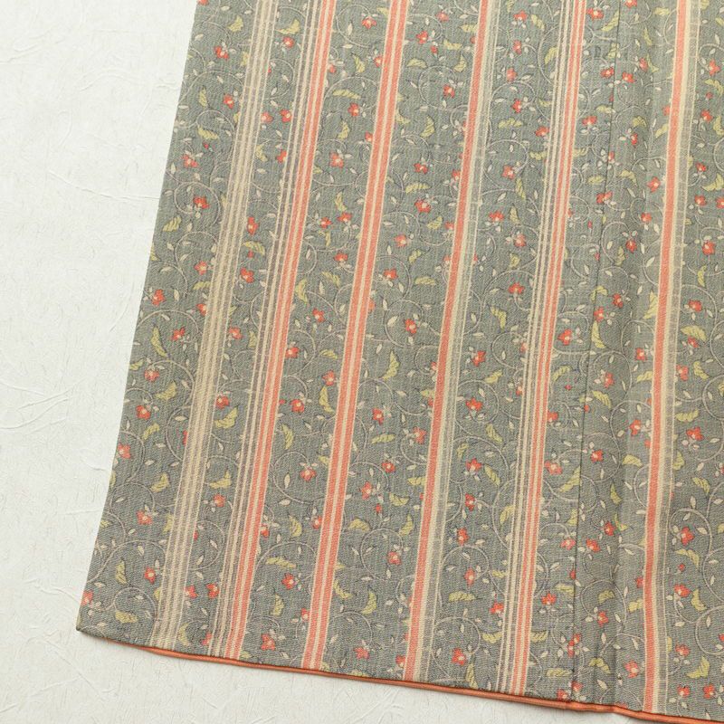 小紋 良品 正絹 縞柄・線柄 袷仕立て 身丈153cm 裄丈66.5cm 着物 緑・うぐいす色_画像11