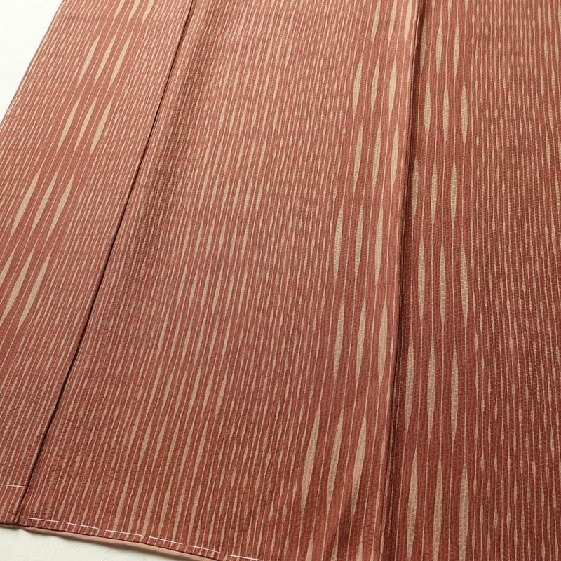 小紋 美品 しつけ糸付き 正絹 縞柄・線柄 袷仕立て 身丈159cm 裄丈67cm モダン 着物 茶_画像4
