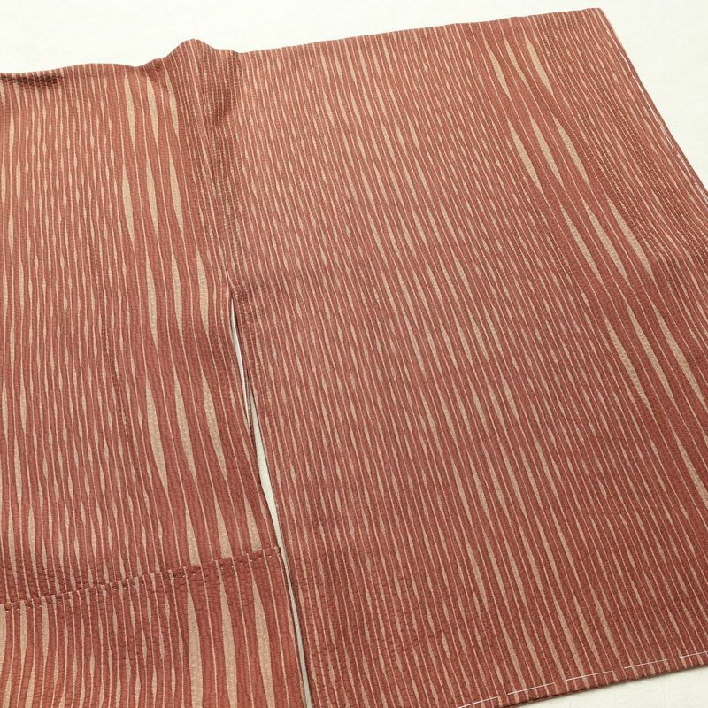 小紋 美品 しつけ糸付き 正絹 縞柄・線柄 袷仕立て 身丈159cm 裄丈67cm モダン 着物 茶_画像13