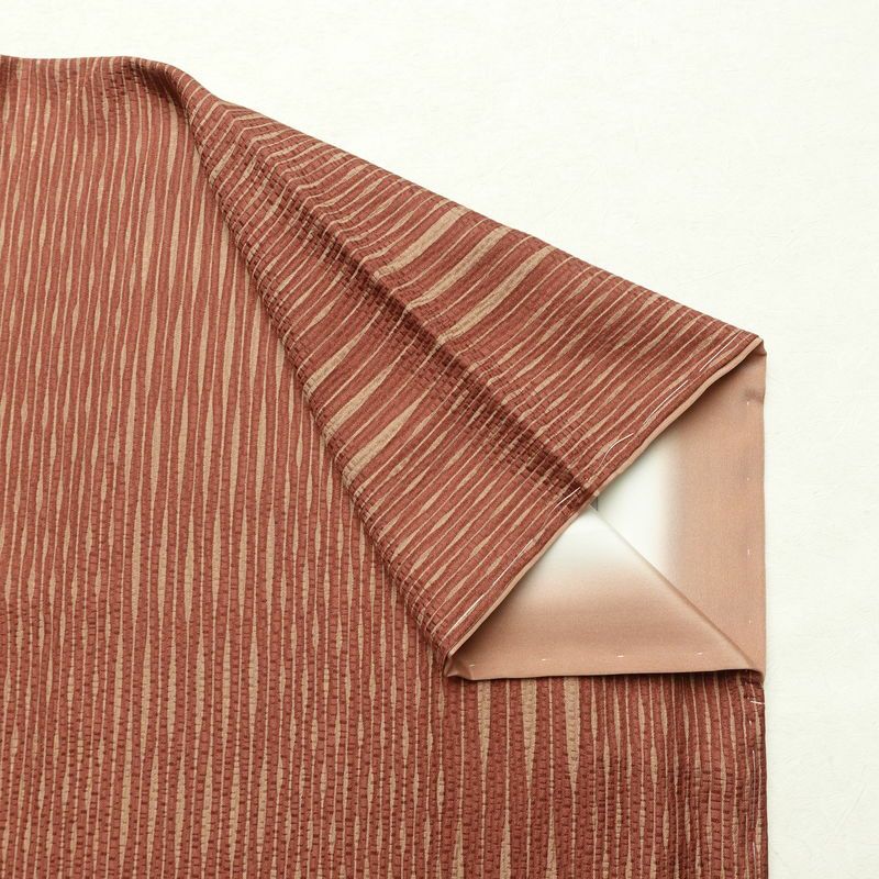 小紋 美品 しつけ糸付き 正絹 縞柄・線柄 袷仕立て 身丈159cm 裄丈67cm モダン 着物 茶_画像14