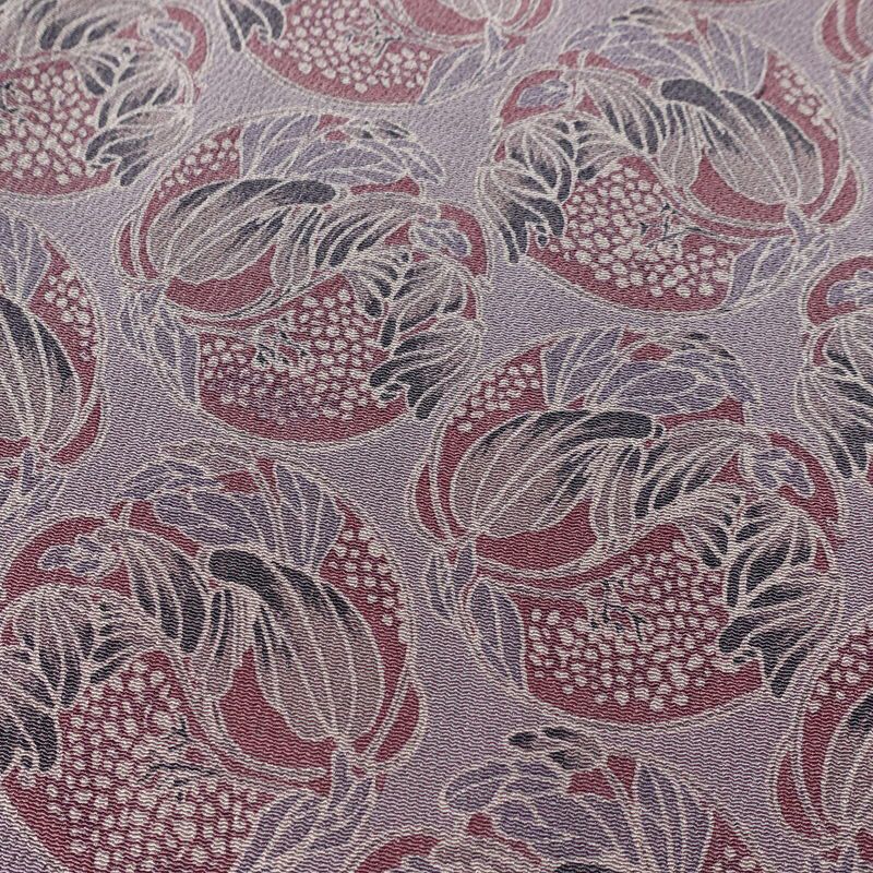 小紋 しつけ糸付き 縮緬 正絹 木の葉・植物柄 袷仕立て 身丈166.5cm 裄丈66cm 着物 紫・藤色_画像6