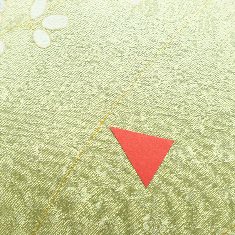 訪問着 良品 正絹 木の葉・植物柄 袷仕立て 身丈158.5cm 裄丈62cm 一部しつけ糸付き 金彩 フォーマル 着物 緑・うぐいす色_画像14