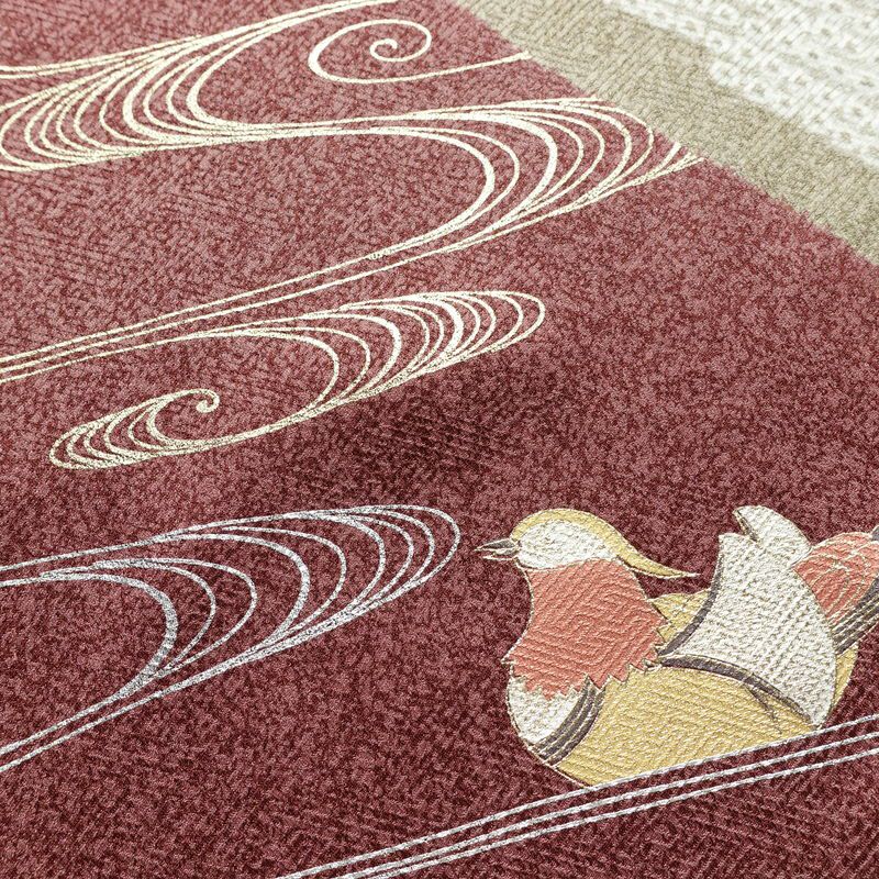 訪問着 良品 しつけ糸付き 正絹 人物・動物柄 袷仕立て 身丈163cm 裄丈65.5cm 箔 金彩 フォーマル 着物 ベージュ_画像12