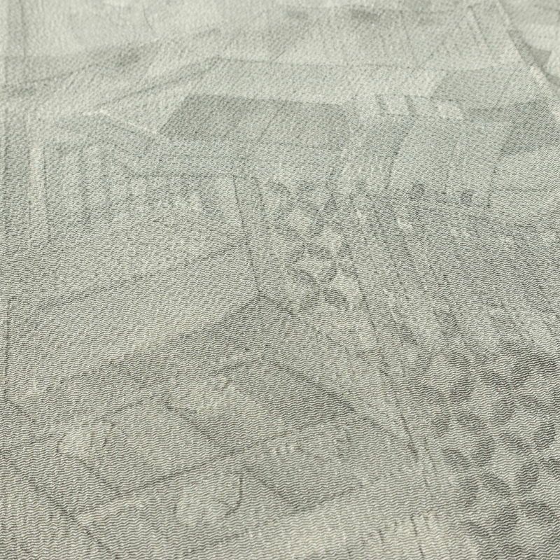 小紋 縮緬 正絹 風景柄 袷仕立て 身丈160.5cm 裄丈64.5cm 着物 グレー_画像6