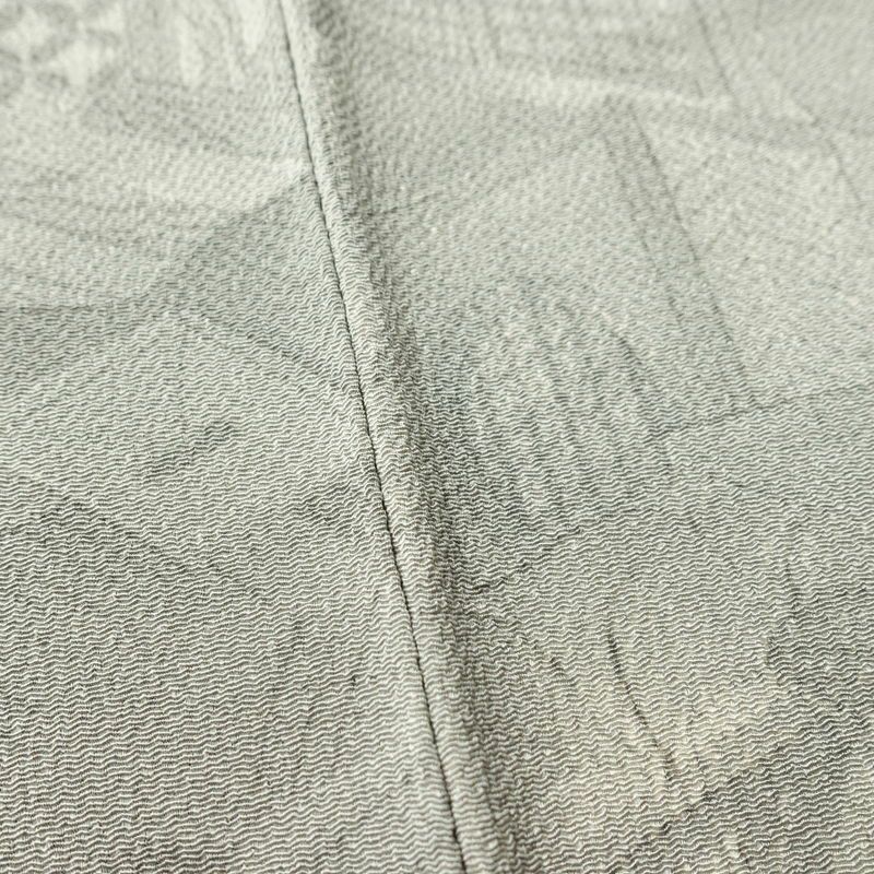 小紋 縮緬 正絹 風景柄 袷仕立て 身丈160.5cm 裄丈64.5cm 着物 グレー_画像10