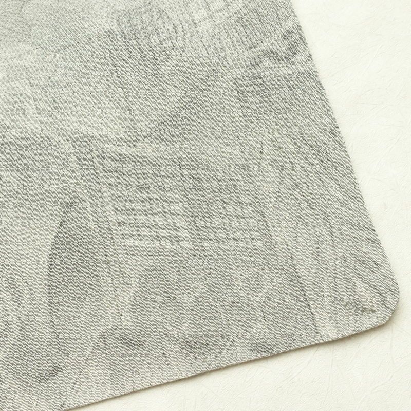 小紋 縮緬 正絹 風景柄 袷仕立て 身丈160.5cm 裄丈64.5cm 着物 グレー_画像15