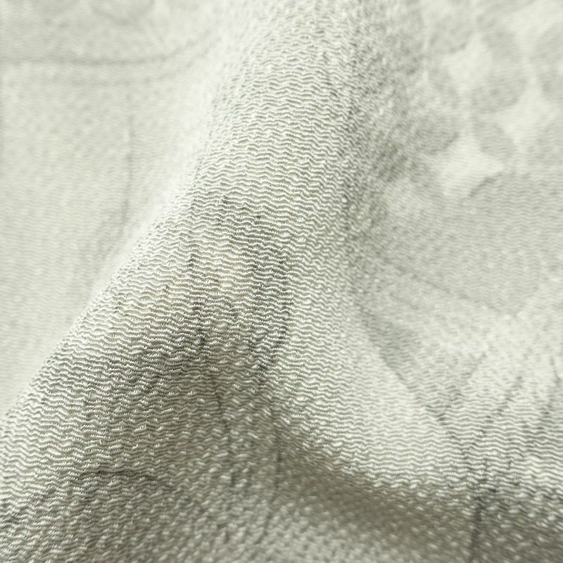 小紋 縮緬 正絹 風景柄 袷仕立て 身丈160.5cm 裄丈64.5cm 着物 グレー_画像21