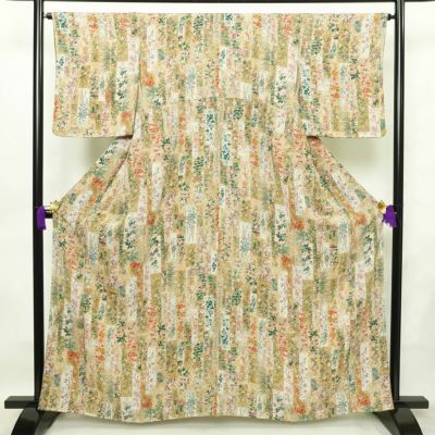 小紋 美品 しつけ糸付き 正絹 古典柄 袷仕立て 身丈162.5cm 裄丈
