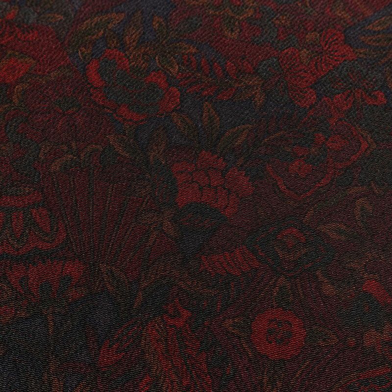 小紋 美品 しつけ糸付き 縮緬 正絹 幾何学柄・抽象柄 袷仕立て 身丈164.5cm 裄丈66.5cm 着物 小豆・エンジ_画像6