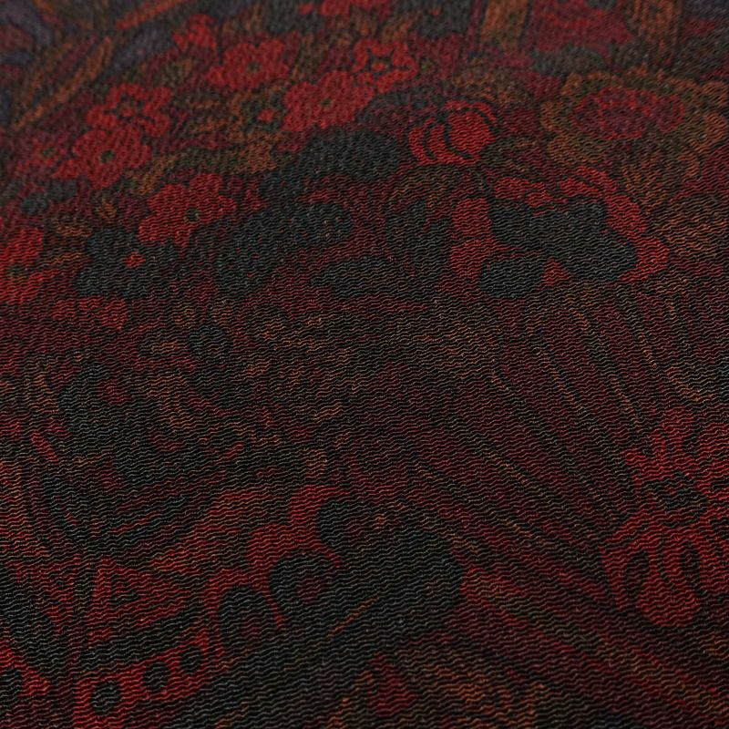 小紋 美品 しつけ糸付き 縮緬 正絹 幾何学柄・抽象柄 袷仕立て 身丈164.5cm 裄丈66.5cm 着物 小豆・エンジ_画像7