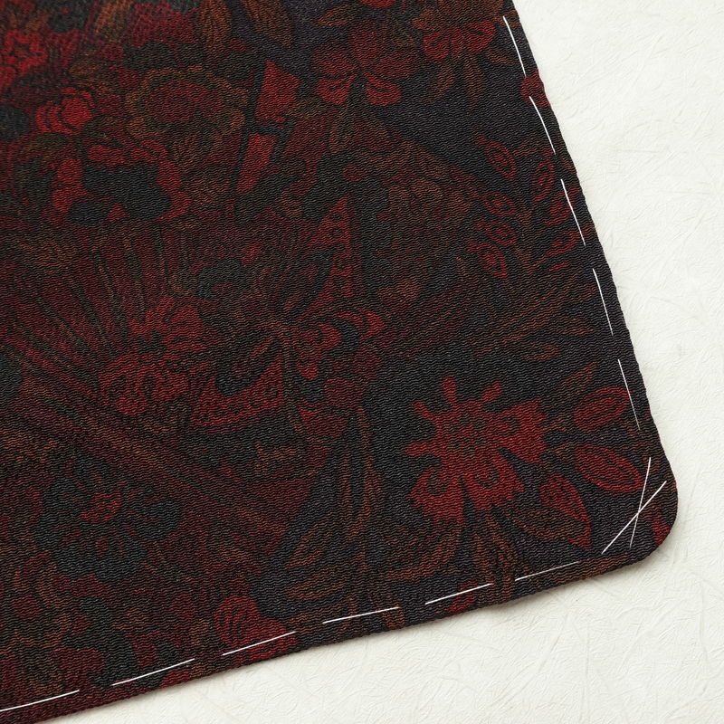 小紋 美品 しつけ糸付き 縮緬 正絹 幾何学柄・抽象柄 袷仕立て 身丈164.5cm 裄丈66.5cm 着物 小豆・エンジ_画像15