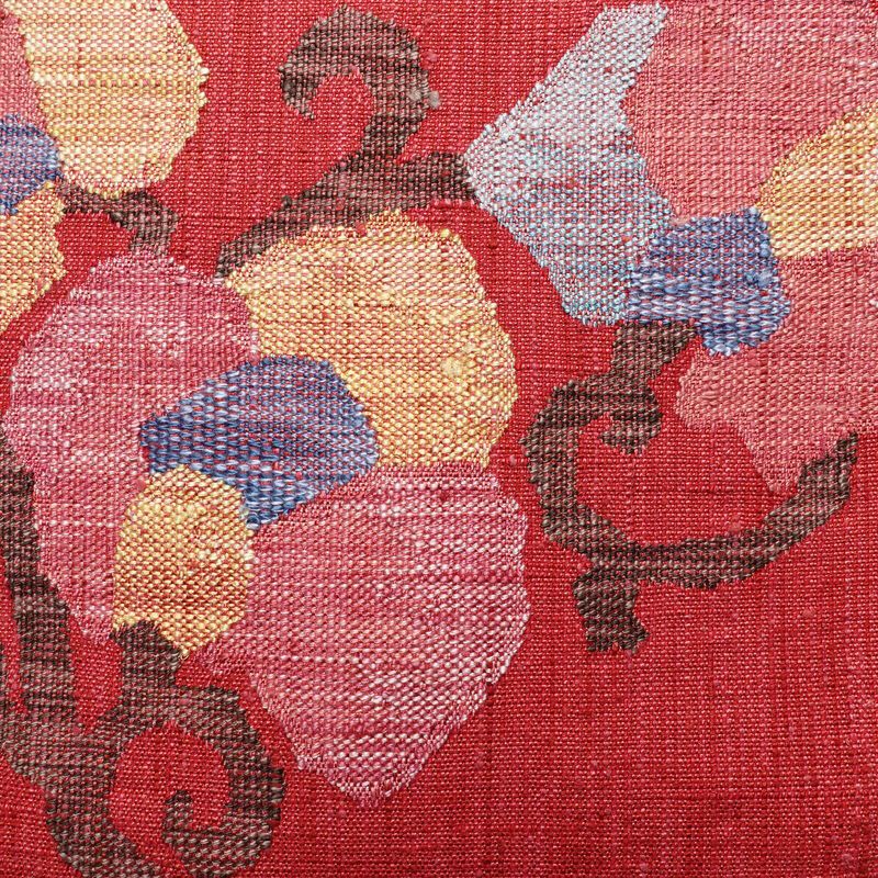 名古屋帯 紬地 太鼓柄 良品 正絹 花柄 松葉仕立て 帯 ピンク_画像2