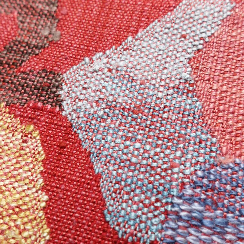 名古屋帯 紬地 太鼓柄 良品 正絹 花柄 松葉仕立て 帯 ピンク_画像6