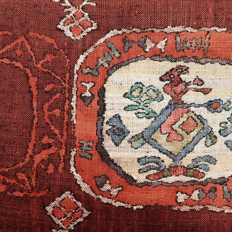 名古屋帯 太鼓柄 良品 正絹 幾何学柄・抽象柄 名古屋仕立て 帯 赤・朱_画像2