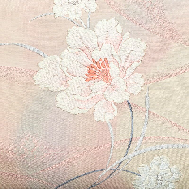 名古屋帯 太鼓柄 正絹 花柄 名古屋仕立て 帯 ピンク_画像2