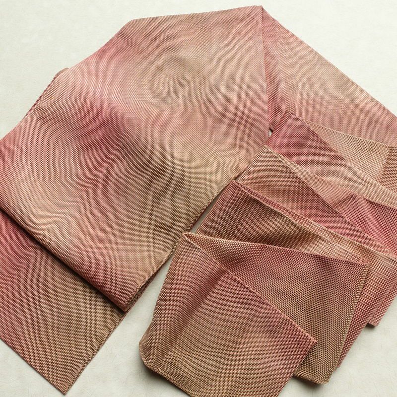 名古屋帯 全通柄 正絹 その他の柄 名古屋仕立て 帯 ピンク_画像16