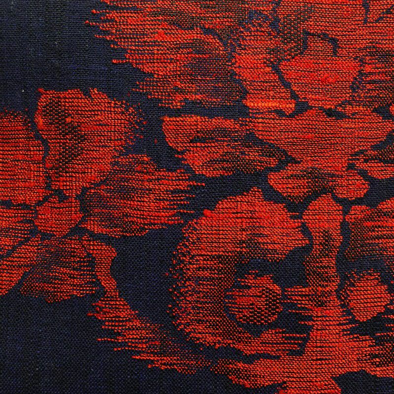 名古屋帯 六通柄 良品 正絹 花柄 名古屋仕立て 帯 青・紺_画像2