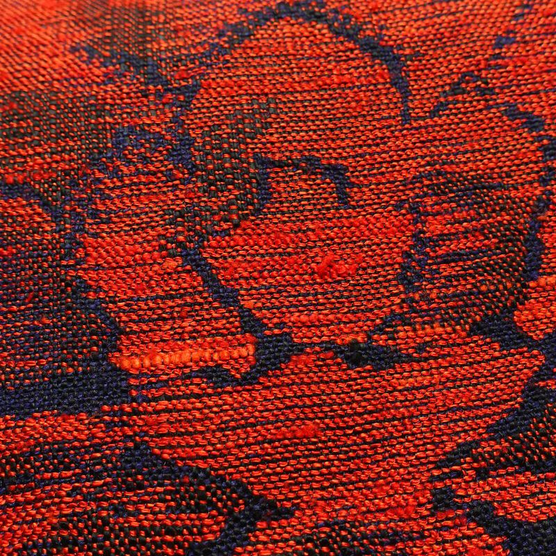 名古屋帯 六通柄 良品 正絹 花柄 名古屋仕立て 帯 青・紺_画像4