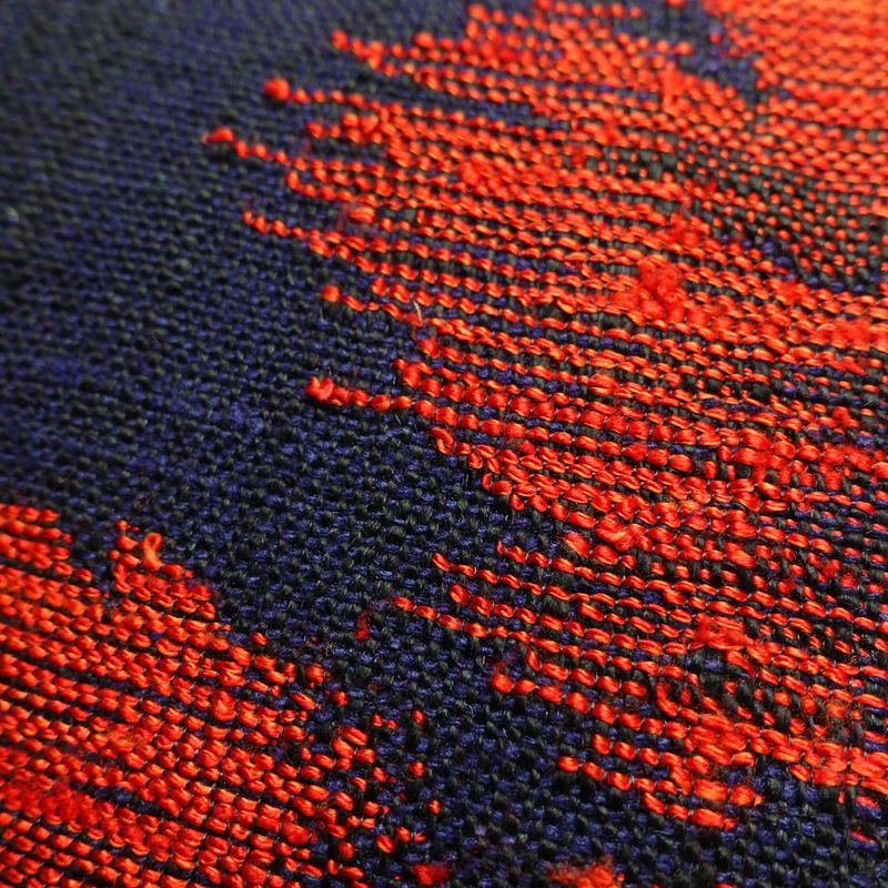 名古屋帯 六通柄 良品 正絹 花柄 名古屋仕立て 帯 青・紺_画像5