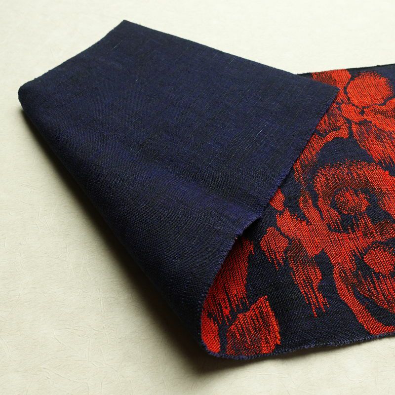 名古屋帯 六通柄 良品 正絹 花柄 名古屋仕立て 帯 青・紺_画像9