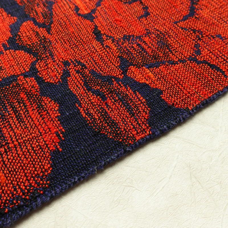 名古屋帯 六通柄 良品 正絹 花柄 名古屋仕立て 帯 青・紺_画像12