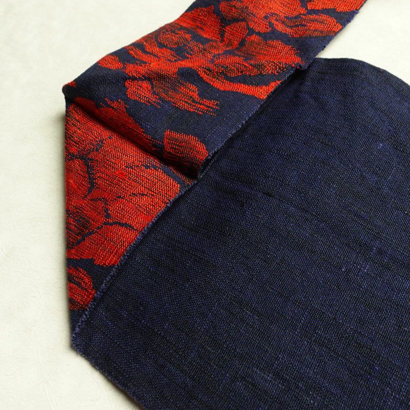 名古屋帯 六通柄 良品 正絹 花柄 名古屋仕立て 帯 青・紺_画像19
