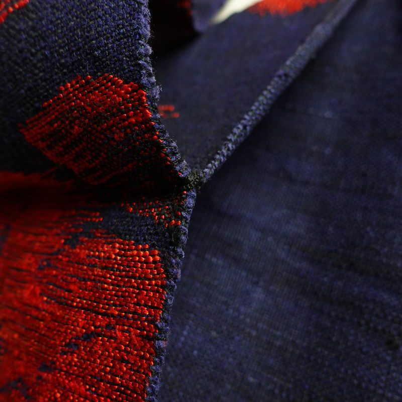 名古屋帯 六通柄 良品 正絹 花柄 名古屋仕立て 帯 青・紺_画像20