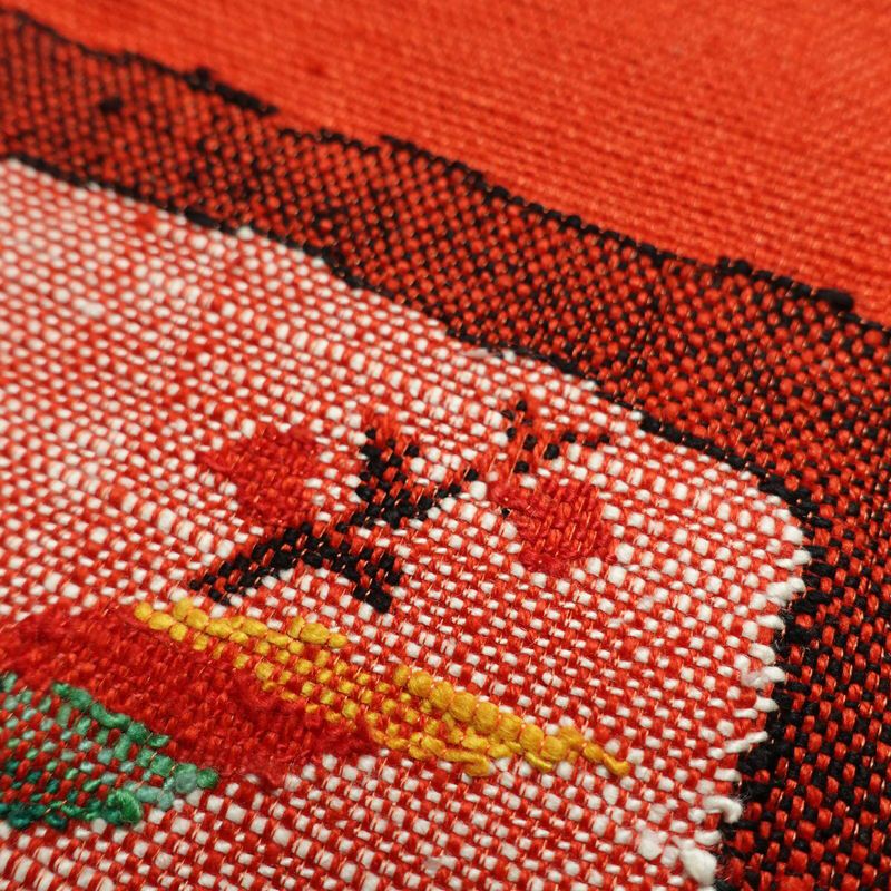 名古屋帯 六通柄 良品 正絹 木の葉・植物柄 通し仕立て 帯 赤・朱_画像5