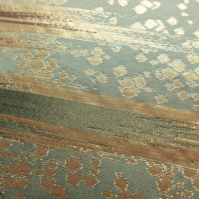 名古屋帯 太鼓柄 正絹 幾何学柄・抽象柄 名古屋仕立て 箔 帯 緑・うぐいす色_画像3