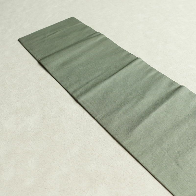 名古屋帯 太鼓柄 正絹 幾何学柄・抽象柄 名古屋仕立て 箔 帯 緑・うぐいす色_画像15