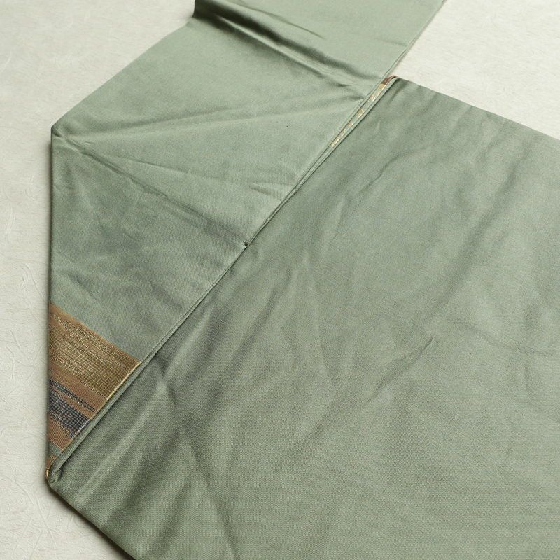 名古屋帯 太鼓柄 正絹 幾何学柄・抽象柄 名古屋仕立て 箔 帯 緑・うぐいす色_画像19