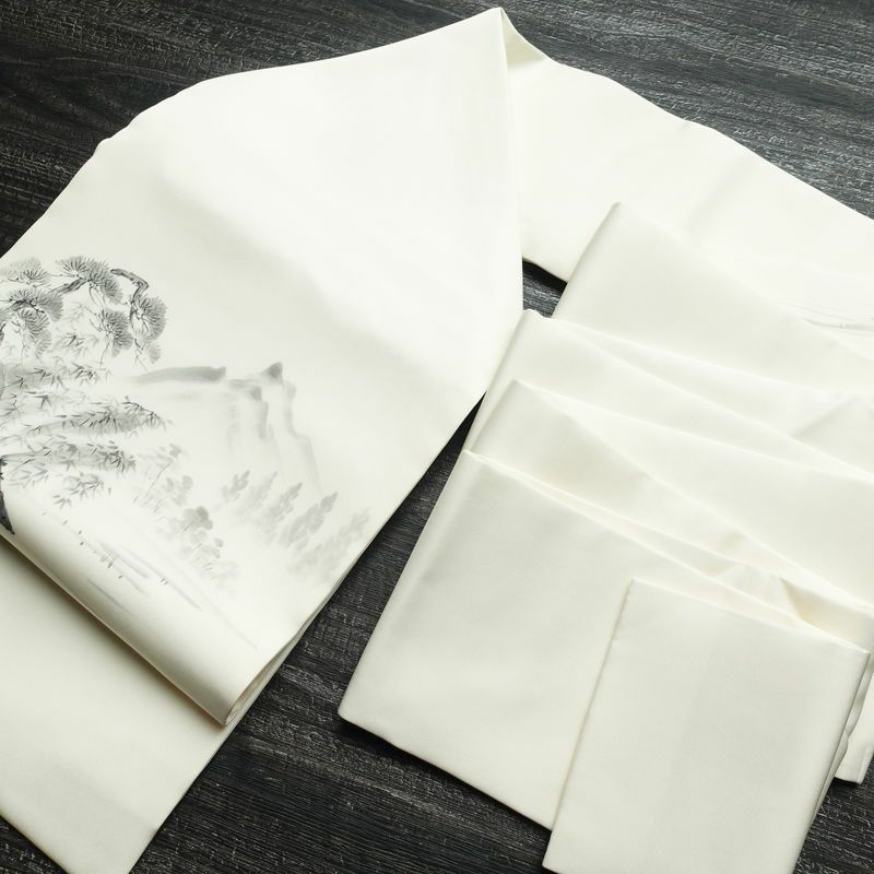 名古屋帯 太鼓柄 良品 正絹 風景柄 名古屋仕立て 帯 白_画像18