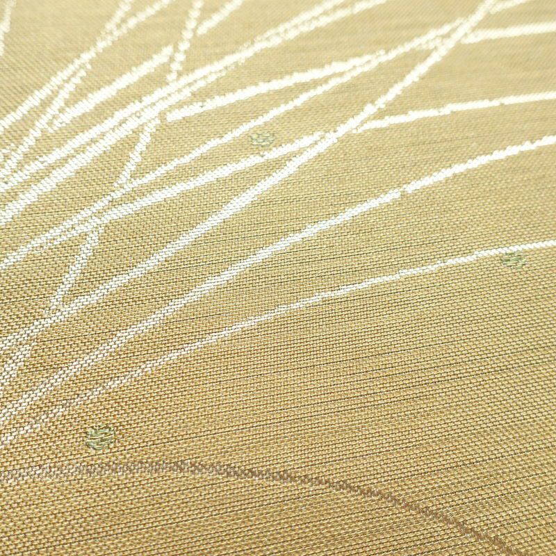 名古屋帯 太鼓柄 美品 正絹 木の葉・植物柄 名古屋仕立て 帯 ベージュ_画像7