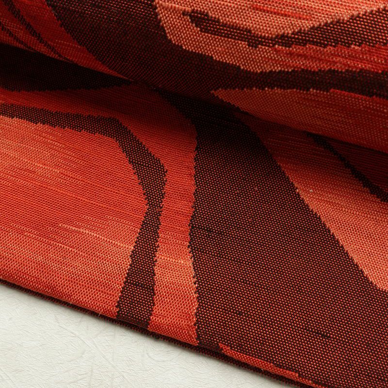 名古屋帯 六通柄 正絹 幾何学柄・抽象柄 通し仕立て 帯 橙_画像8