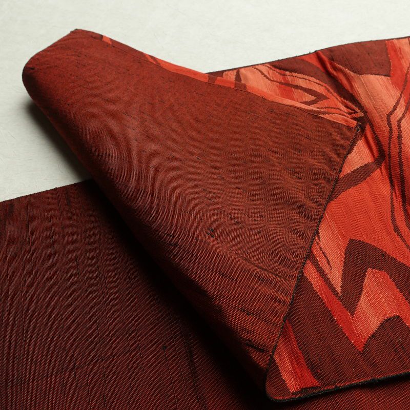 名古屋帯 六通柄 正絹 幾何学柄・抽象柄 通し仕立て 帯 橙_画像10