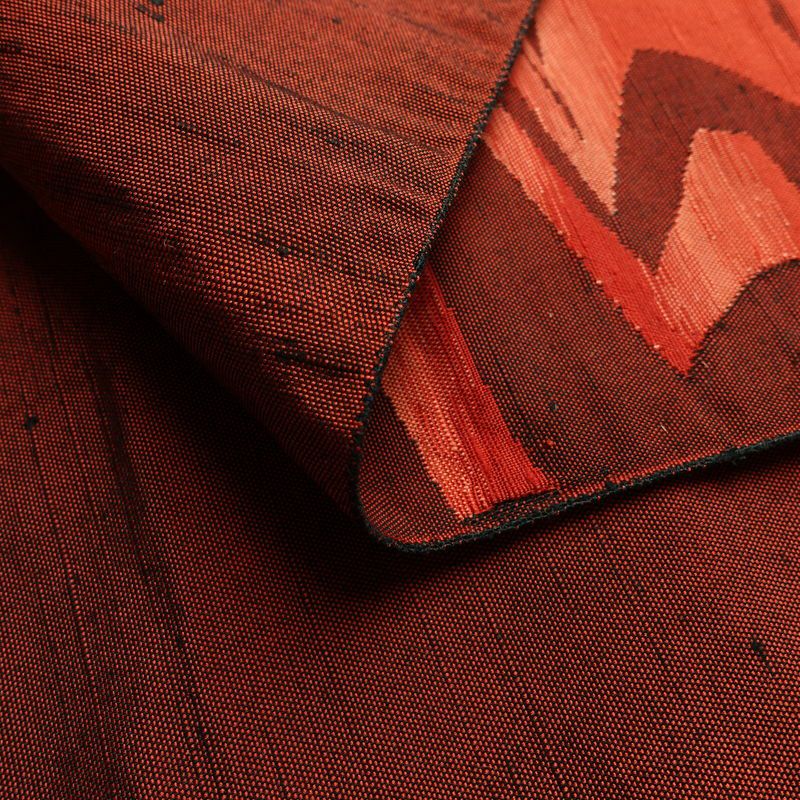 名古屋帯 六通柄 正絹 幾何学柄・抽象柄 通し仕立て 帯 橙_画像11