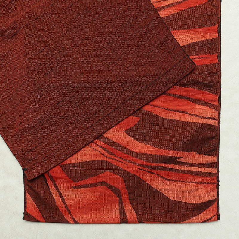 名古屋帯 六通柄 正絹 幾何学柄・抽象柄 通し仕立て 帯 橙_画像14